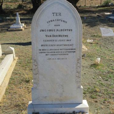 MERWE Jacobus Albertus, van der 1865-1917