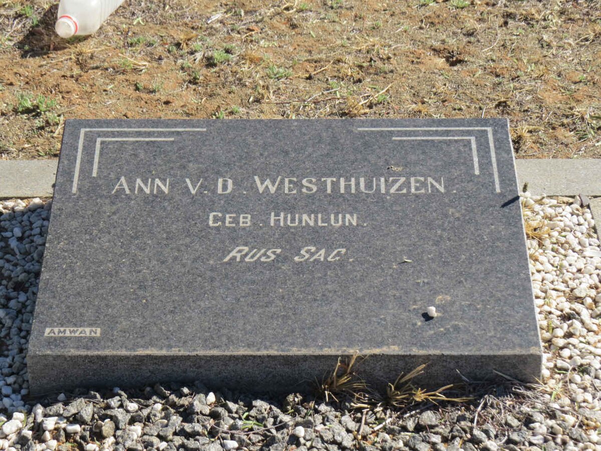 WESTHUIZEN Ann, v.d. nee HUNLUN