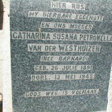 WESTHUIZEN Catharina Susana Petronella, van der nee BARNARD  1891-1945
