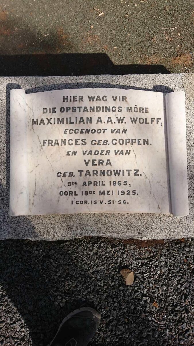 WOLFF Maximilian A.A.W. 1865-1925