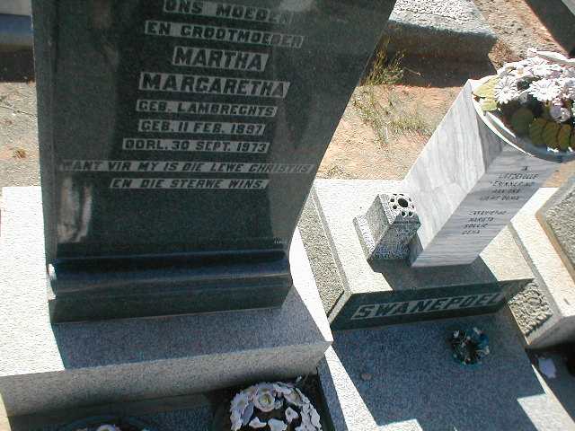 SWANEPOEL Martha Margaretha nee LAMBRECHTS 1897-1973