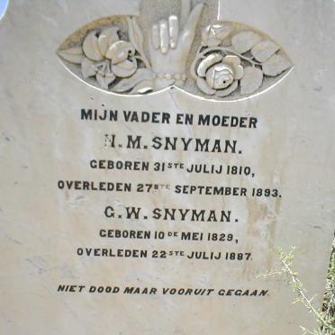 SNYMAN N.M. 1810-1893 &amp; G.W. 1829-1887