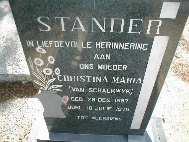 STANDER Christina Maria nee VAN SCHALKWYK 1897-1976