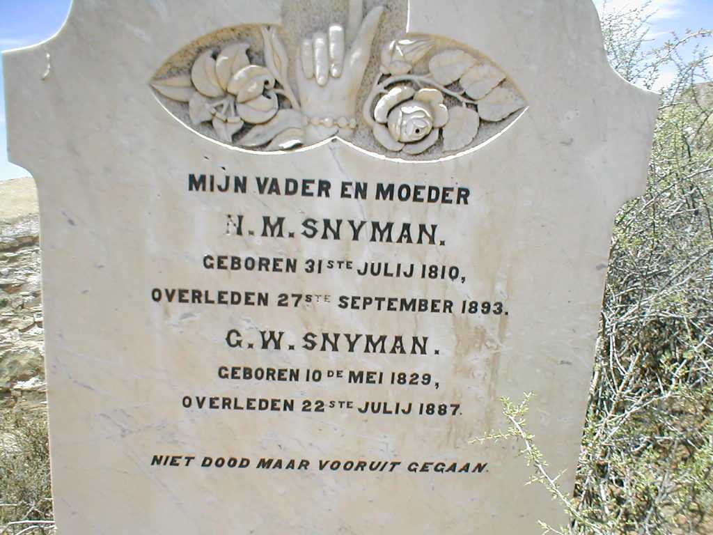 SNYMAN N.M. 1810-1893 &amp; G.W. 1829-1887