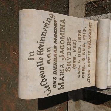 SNŸDERS Maria Jacomina nee VOS 1875-1919