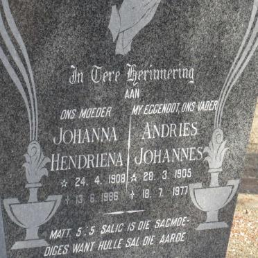 BLAAUW Andries Johannes 1905-1977 &amp; Johanna Hendriena 1908-1986