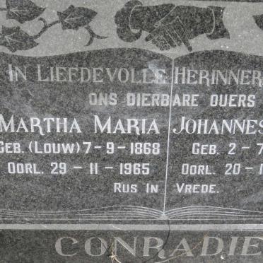 CONRADIE Johannes David 1865-1959 &amp; Martha Maria LOUW 1868-1965