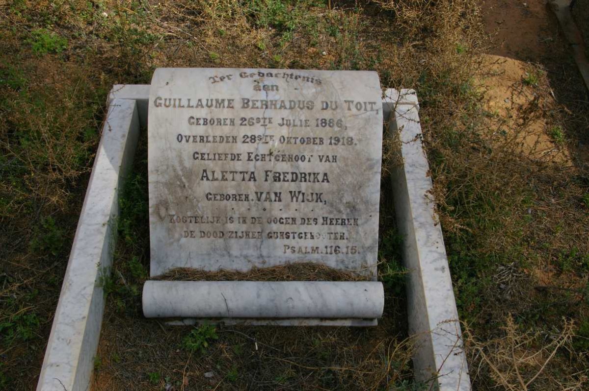 TOIT Guillaume Bernadus, du 1886-1918