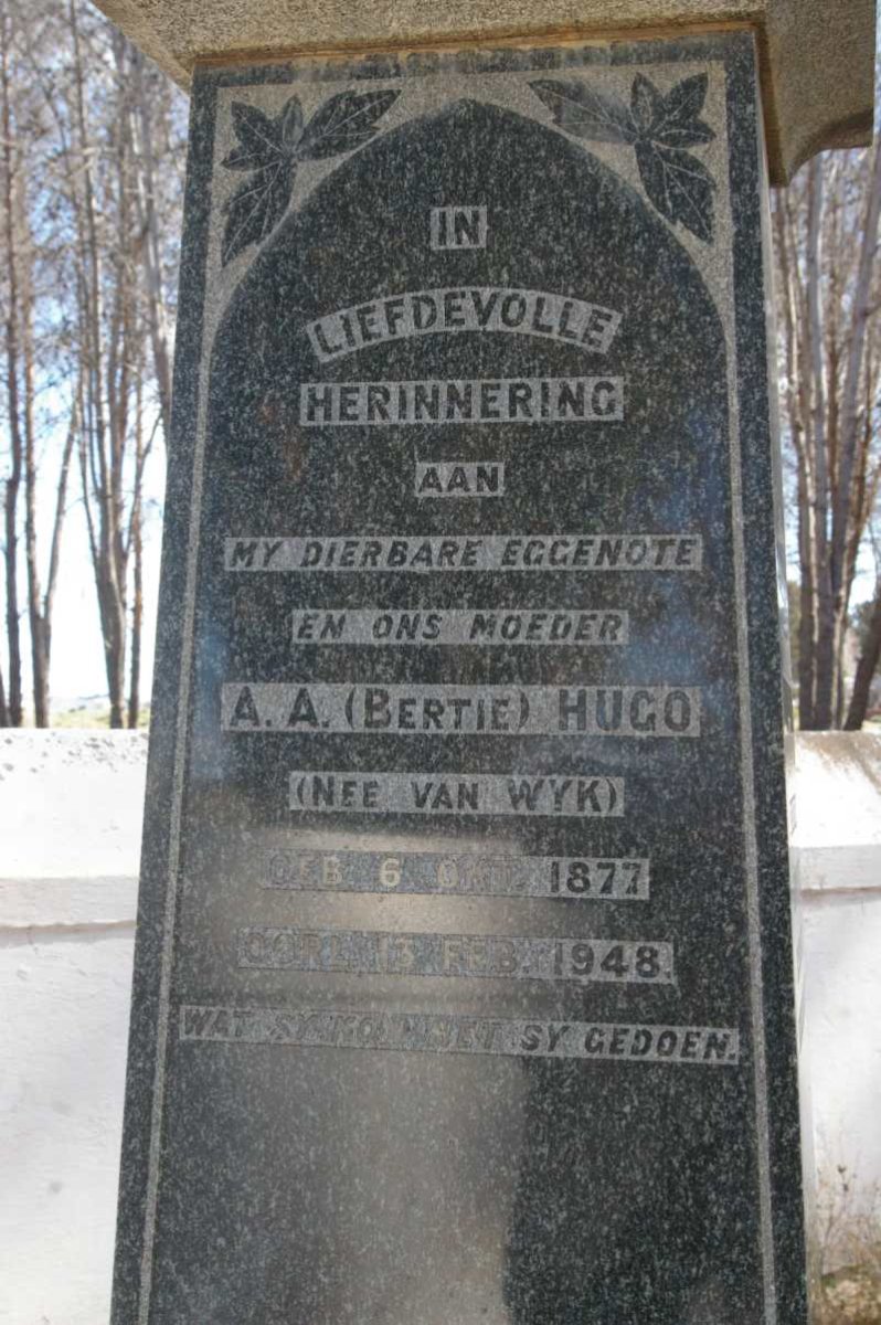 HUGO A.A. nee VAN WYK 1877-1948