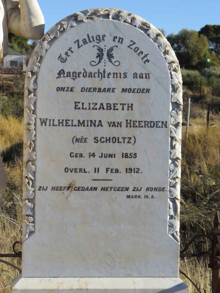 HEERDEN Elizabeth Wilhelmina, van nee SCHOLTZ 1855-1912