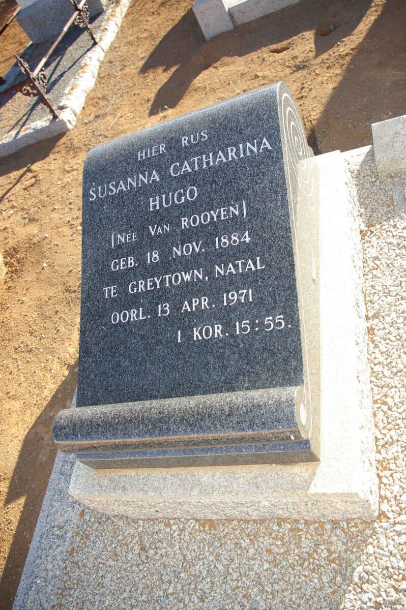 HUGO Susanna Catharina nee VAN ROOYEN 1884-1971