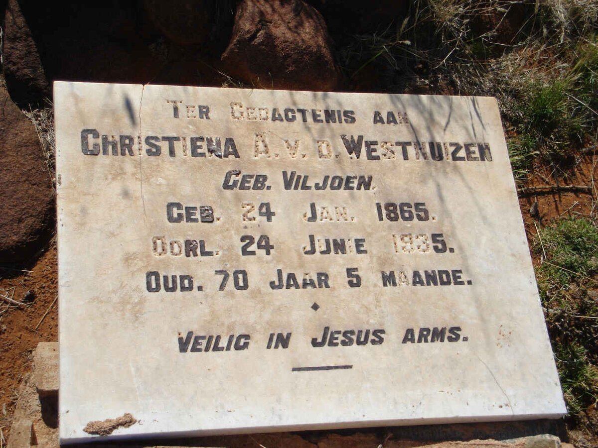 WESTHUIZEN Christiena A., v.d. nee VILJOEN 1865-1935