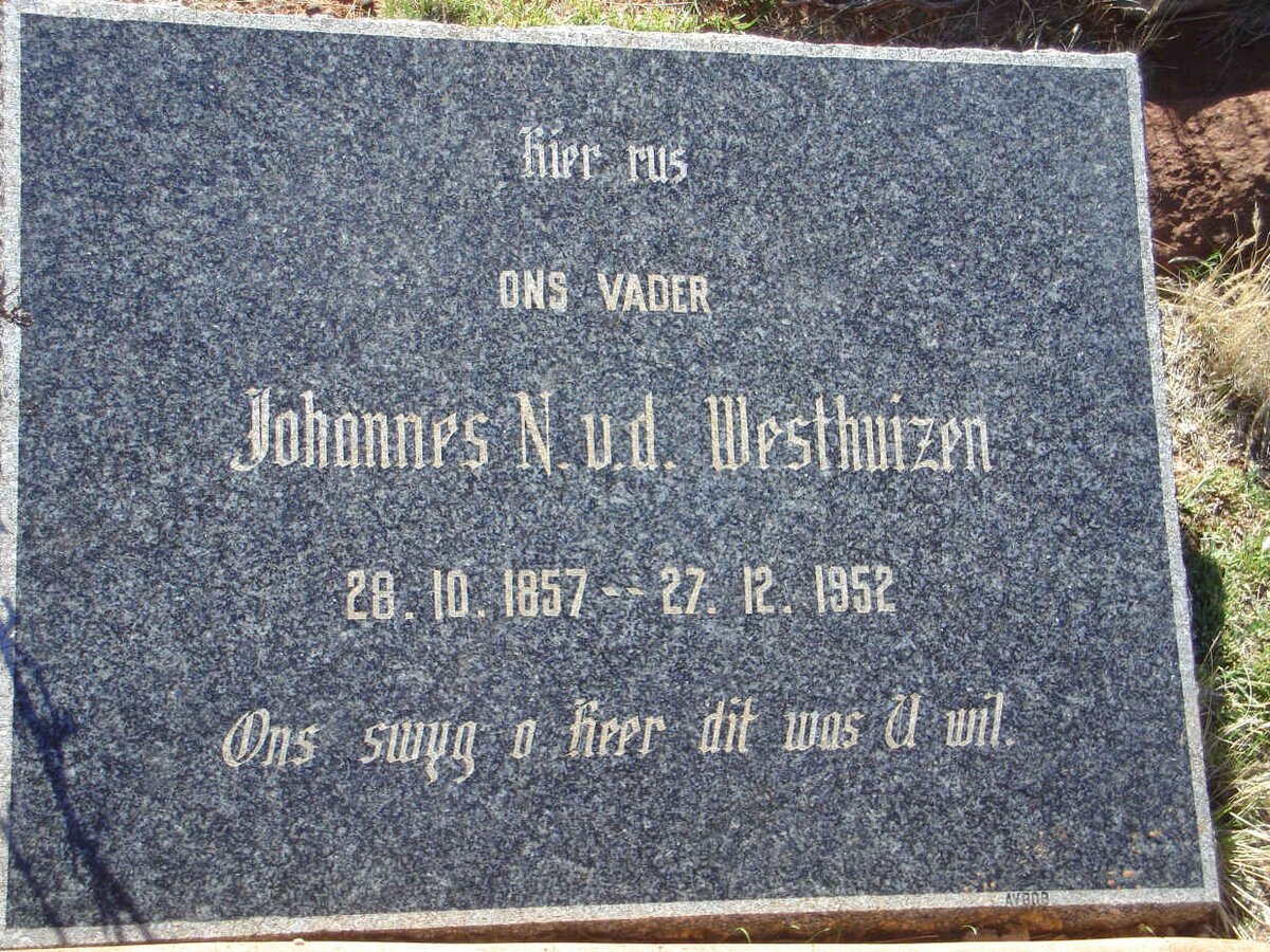 WESTHUIZEN Johannes N., v.d. 1857-1952