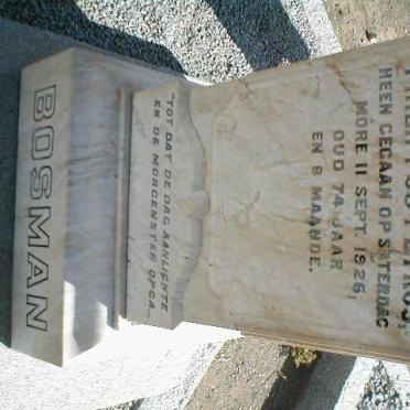 BOSMAN Philippus Petrus -1926 :: BOSMAN Johanna A. nee BURGER 1859-1942