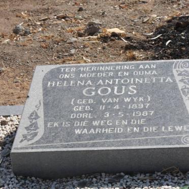 GOUS Helena Antoinetta nee VAN WYK 1897-1987