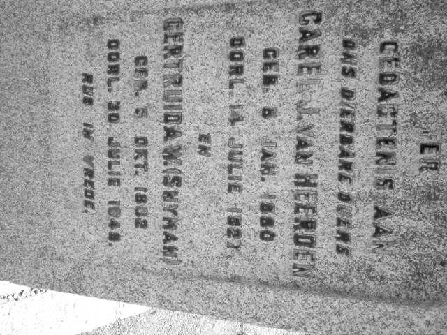 HEERDEN Carel J., van 1880-1927 &amp; Gertruida W. SNYMAN 1882-1948