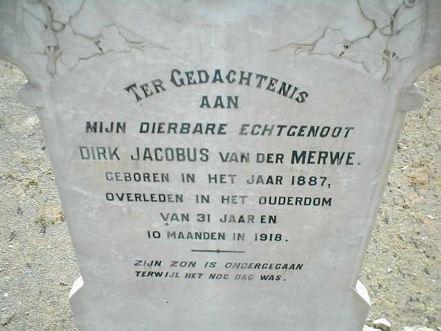 MERWE Dirk Jacobus, van der 1887-1918