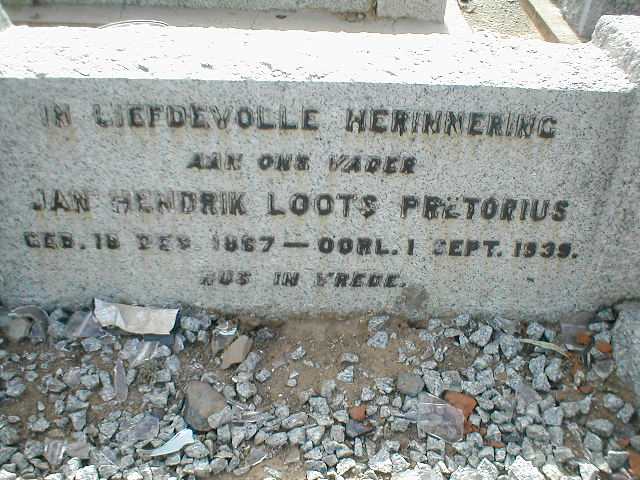 PRETORIUS Jan Hendrik Loots 1867-1939