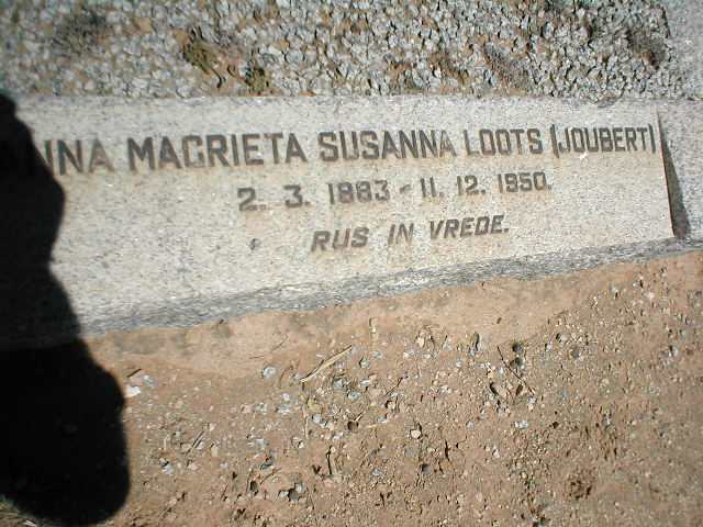 LOOTS Anna Magrieta Susanna nee JOUBERT 1883-1950