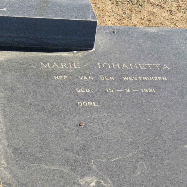 LUBBE Marie Johanetta nee VAN DER WESTHUIZEN 1921-