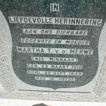MERWE Martha T., v.d. nee MINNAAR 1910-1949