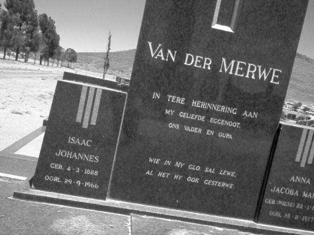 MERWE Isaac Johannes, van der 1888–1966 &amp; Anna Jacoba Ma?  WIESE -1977