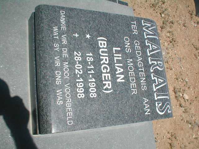 MARAIS Lilian nee BURGER 1908-1998