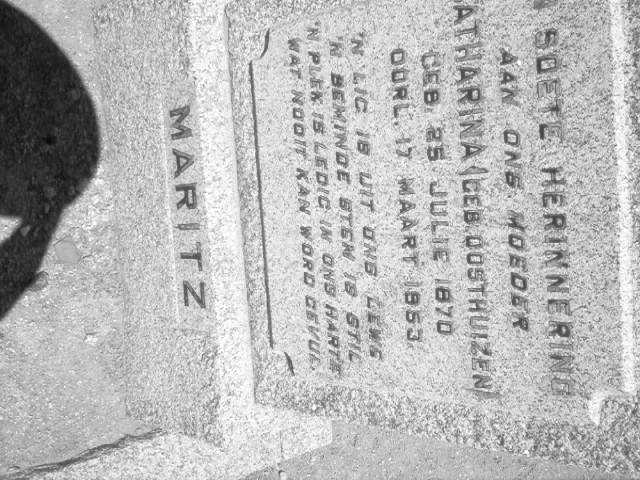 MARITZ Catharina nee OOSTHUIZEN 1870-1953