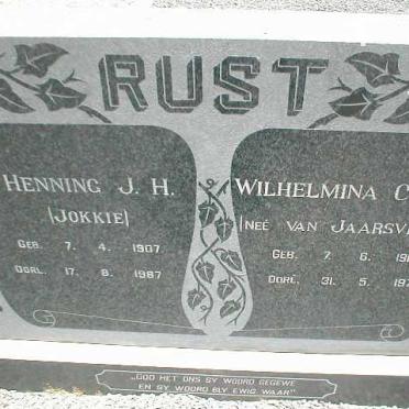 RUST Henning J.H. 1907-1987 &amp; Wilhelmina C.J. VAN JAARSVELD 1911-1972