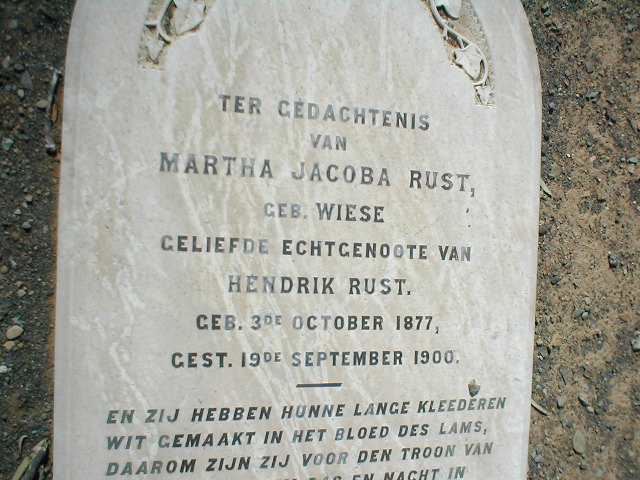 RUST Martha Jacoba nee WIESE 1877-1900