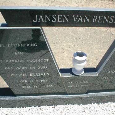 RENSBURG Petrus Erasmus, Jansen van 1914-1985