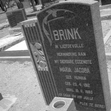 BRINK Maria Jacoba nee HUMAN 1912-1980