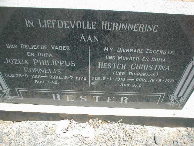 BESTER Jozua Philippus Cornelis 1901-1978 &amp; Hester Christina DIPPENAAR 1910-1971
