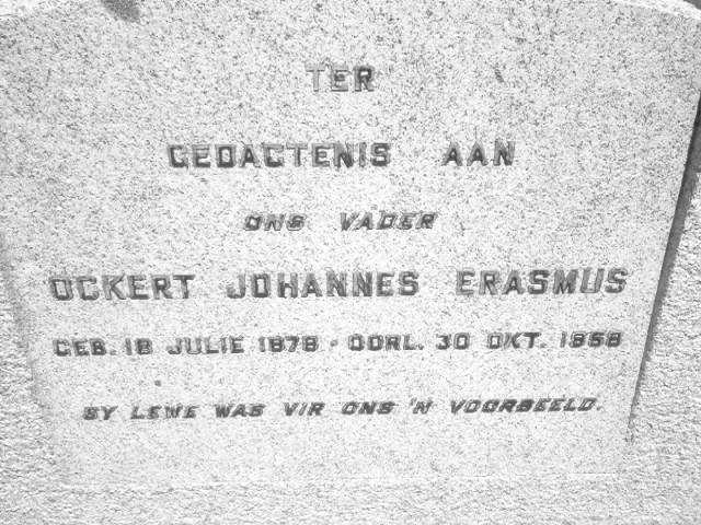 ERASMUS Ockert Johannes 1878-1958