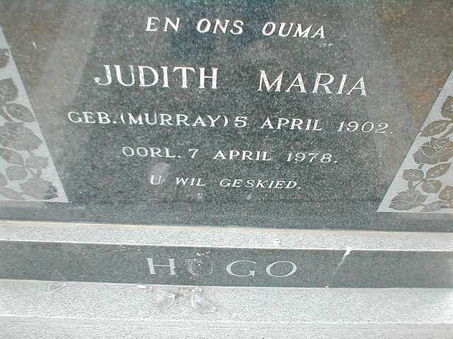 HUGO Judith Maria nee MURRAY 1902-1978