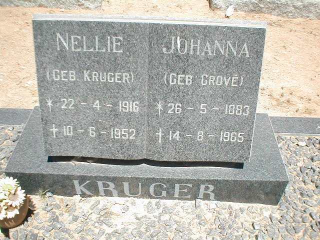 KRUGER Nellie nee KRUGER 1916-1952 :: KRUGER Johanna nee GROVÉ 1883-1965