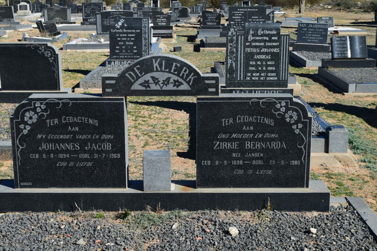 KLERK Johannes Jacob, de 1894-1969 &amp; Zirkie Bernarda JANSEN 1898-1986