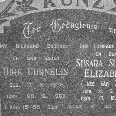 KUNZ Dirk Cornelis 1905-1966 &amp; Susara Susanna Elizabeth VAN ZYL 1907-1986