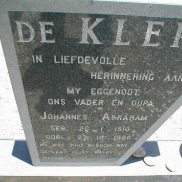 KLERK Johannes Abraham, de 1910-1986