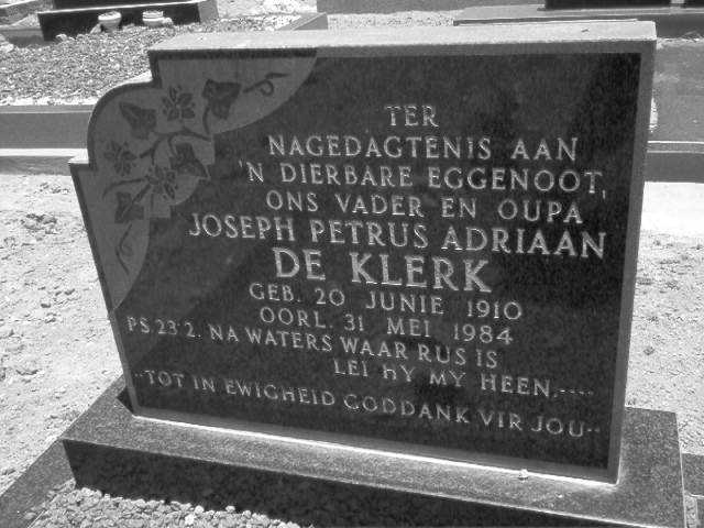 KLERK Joseph Petrus Adriaan, de 1910-1984