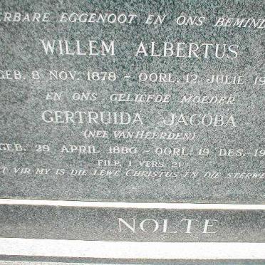 NOLTE Willem Albertus 1878-1957 &amp; Getruida Jacoba VAN HEERDEN 1880-1958