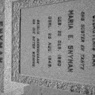 SNYMAN Maria E. 1880-1945