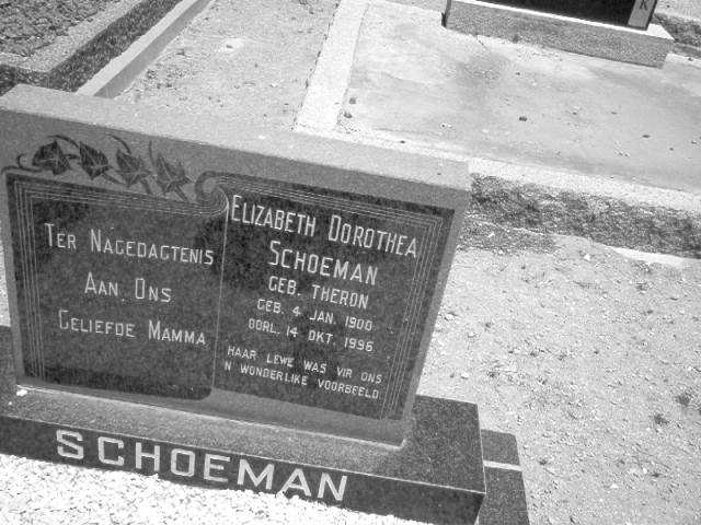 SCHOEMAN Elizabeth Dorothea nee THERON 1900-1996