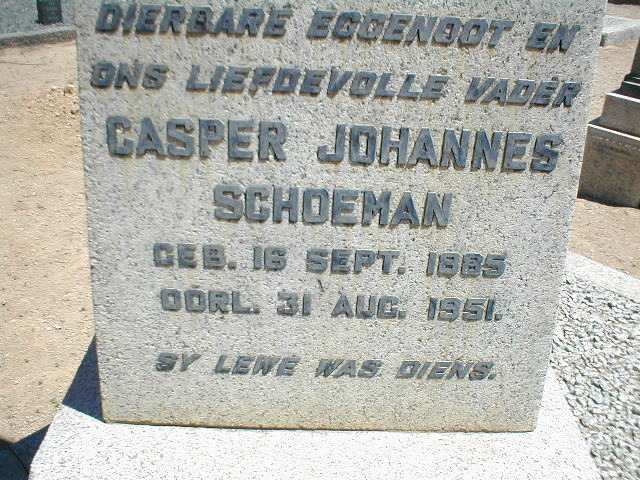 SCHOEMAN Casper Johannes 1885-1951