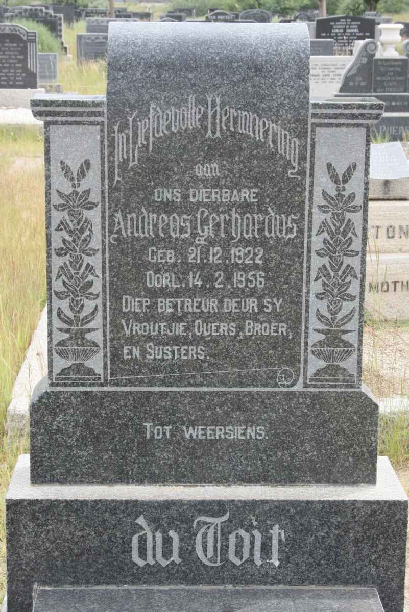 TOIT Andreas Gerhardus, du 1922-1956