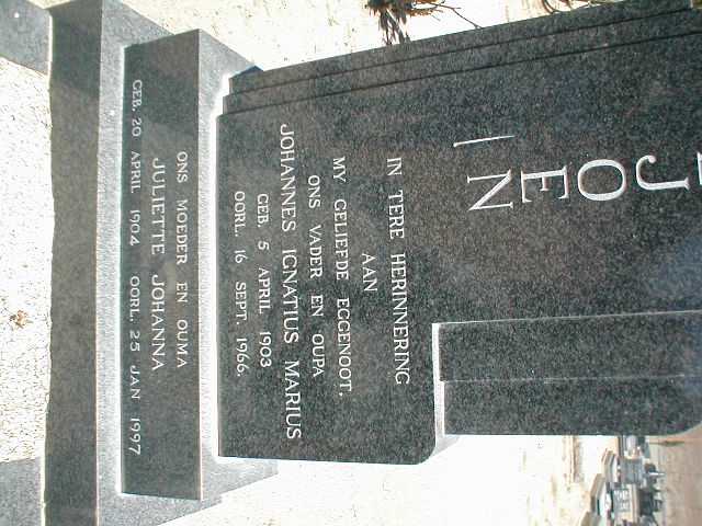 VILJOEN Johannes Ignatius Marius 1903-1966 &amp; Juliette Johanna 1904-1997