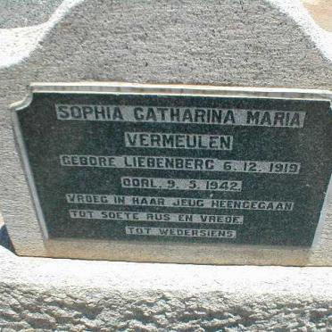 VERMEULEN Sophia Catharina Maria nee LIEBENBERG 1919-1942