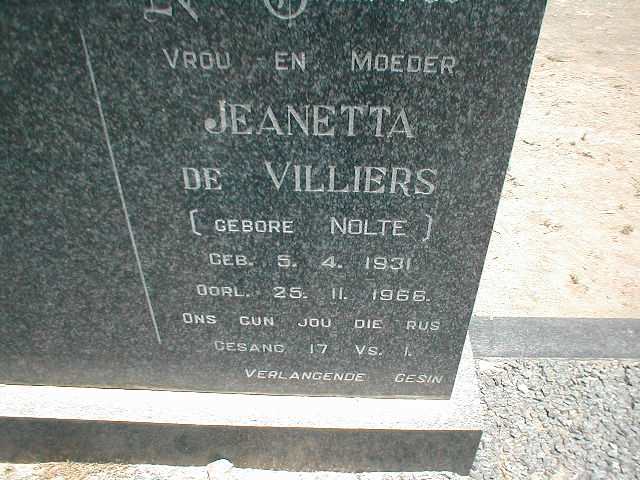 VILLIERS Jeanetta, de nee NOLTE 1931-1966