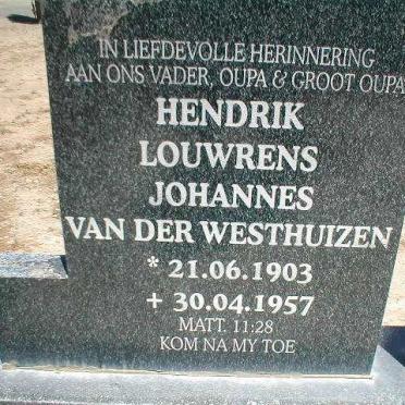 WESTHUIZEN Hendrik Louwrens Johannes, van der 1903-1957 &amp; Martha Magdalena MARAIS nee BOTES 1912-1996