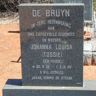 BRUYN Johanna Louisa, de nee KIECK 1938-1969